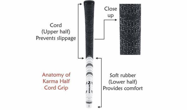 Karma Black/White Half Cord Golf Grips