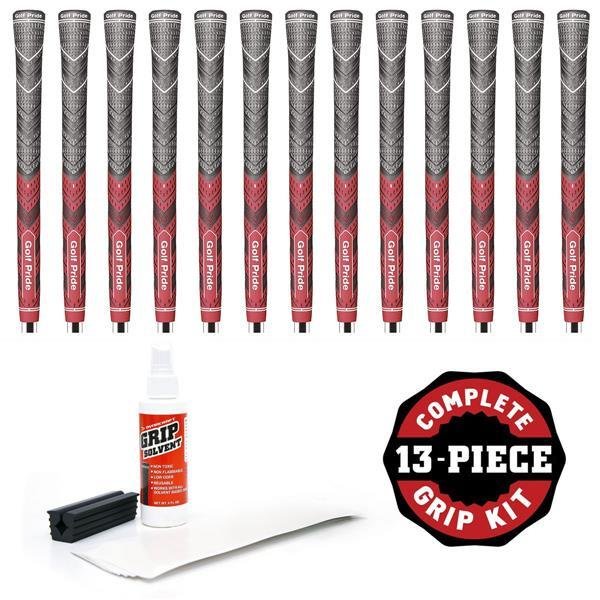 Golf Pride Multicompound MCC Plus 4 Standard Red Grip Kit (with 13 grips, 13 tapes, solvent, vise clamp)