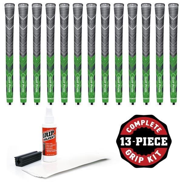 Golf Pride Multicompound MCC Plus 4 Standard upper green Grip Kit (with 13 grips, 13 tapes, solvent, vise clamp)