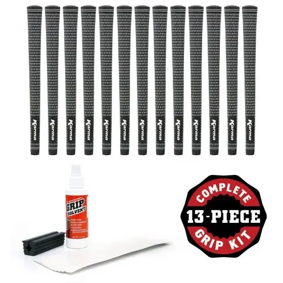 Karma Black/White Velvet Junior  13 Grip Set incl. Tape, Solvent & Shaft Clamp