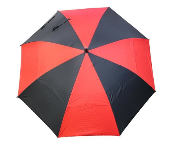 Golf Umbrella UV Coated 32 inch Windcutter with windslots extra large Jet Black/Poppy Red Panels