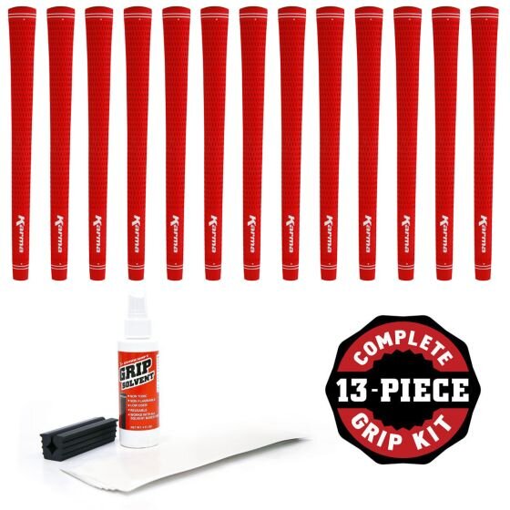 Karma Velour Rot Midsize (+1/32") Golf Griff  13er Griff-Set inkl. Tape, Solvent & Schaftklammer