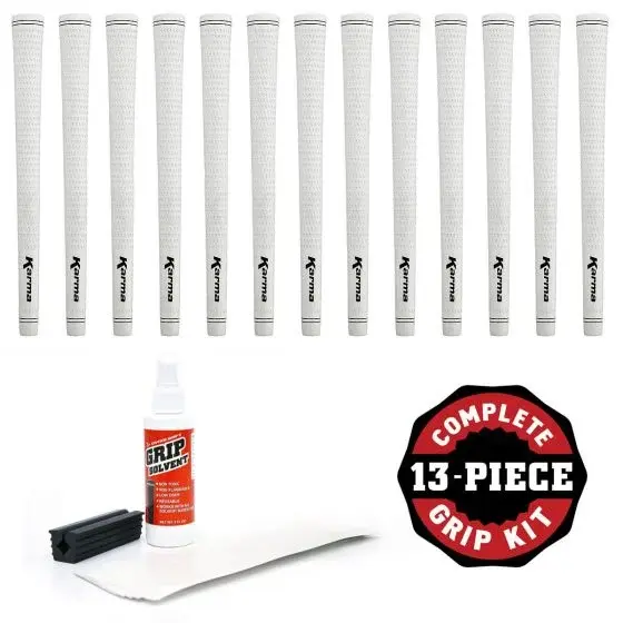 Karma White Velvet Midsize  13 Grip Set incl. Tape, Solvent & Shaft Clamp